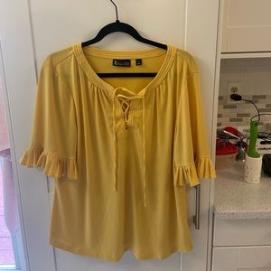 Lace Up Yellow Top with Fun Sleeves